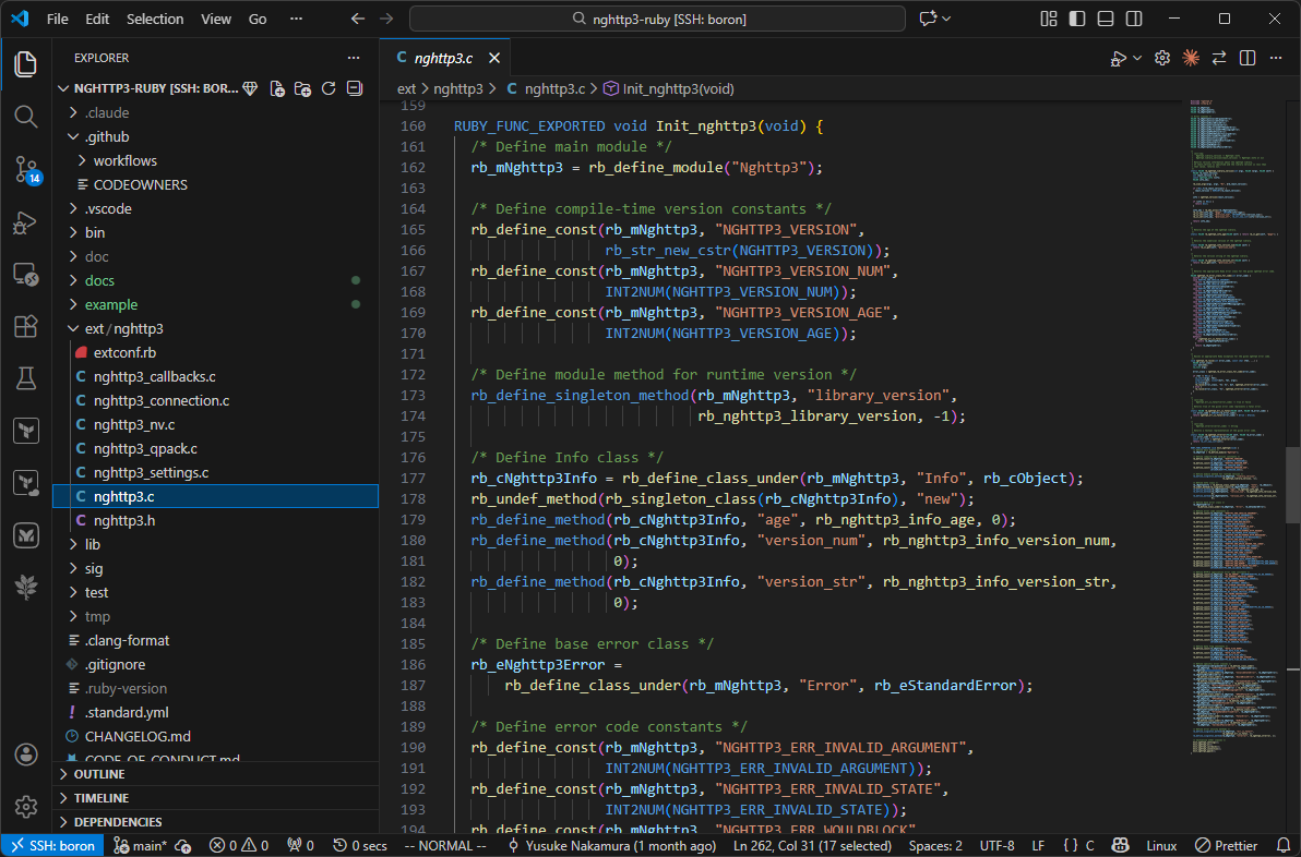 nghttp3-rubyを開いているVS Codeの画面