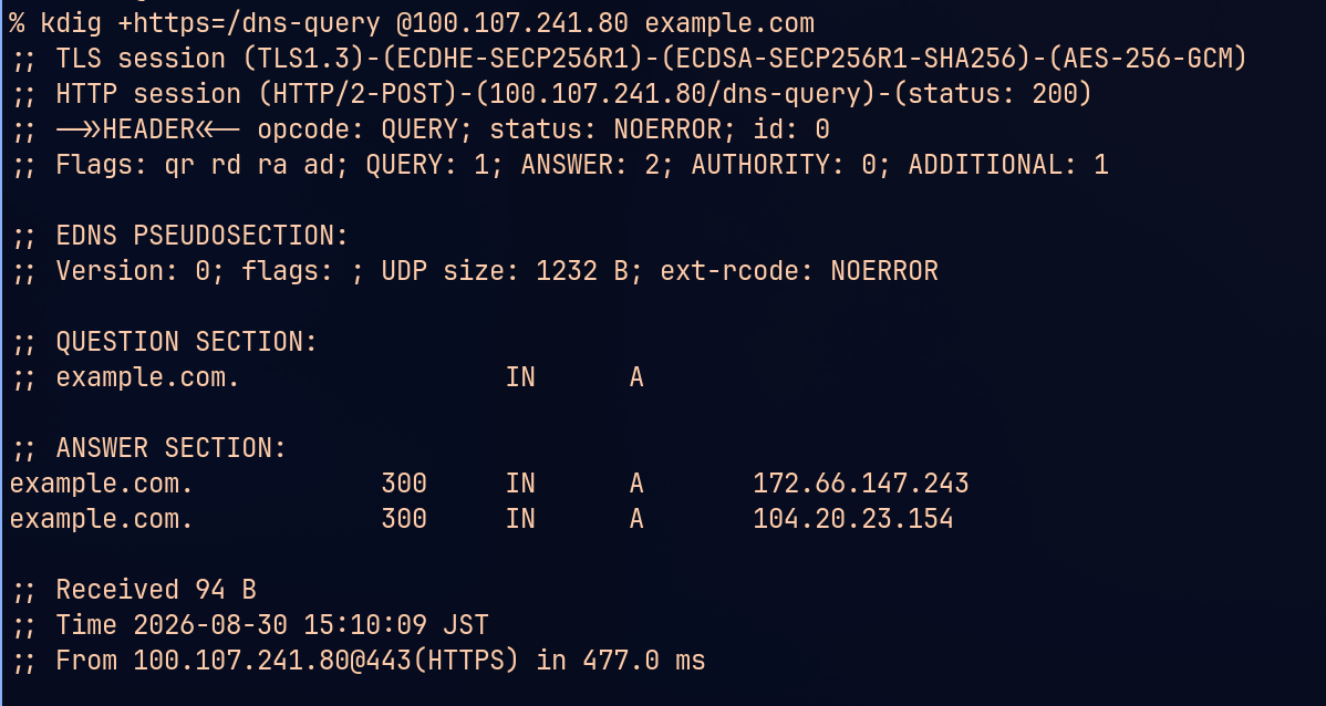 carbuncle DoH query result